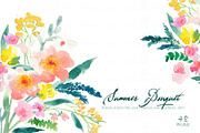 Summer Bouquet - Watercolor Clipart, a Decorative Illustration by SmallHouseBigPony (Thumbnail 4 of 4)