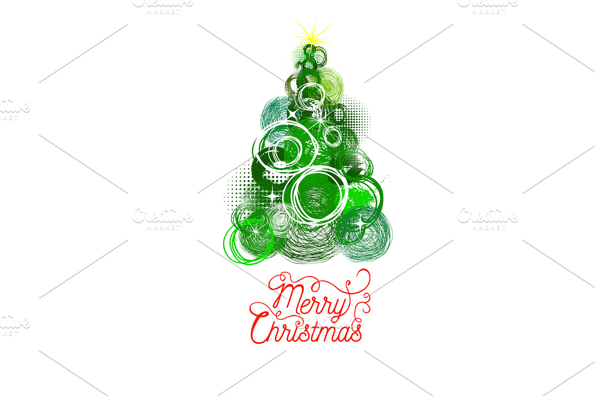 Abstract green Christmas tree made, an Object Illustration by Nenahliadava Design