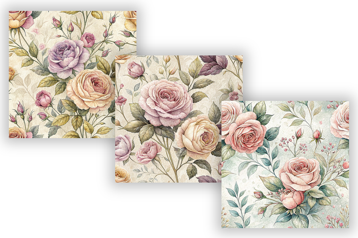 Shabby Chic Roses Seamless Pattern, a Pattern Graphic by FloridPrintables (Photo 3 of 10)