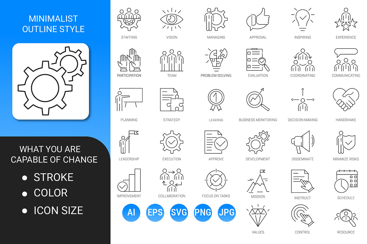 Management outline icon set, an Outline Icon by Icons (Photo 2 of 3)