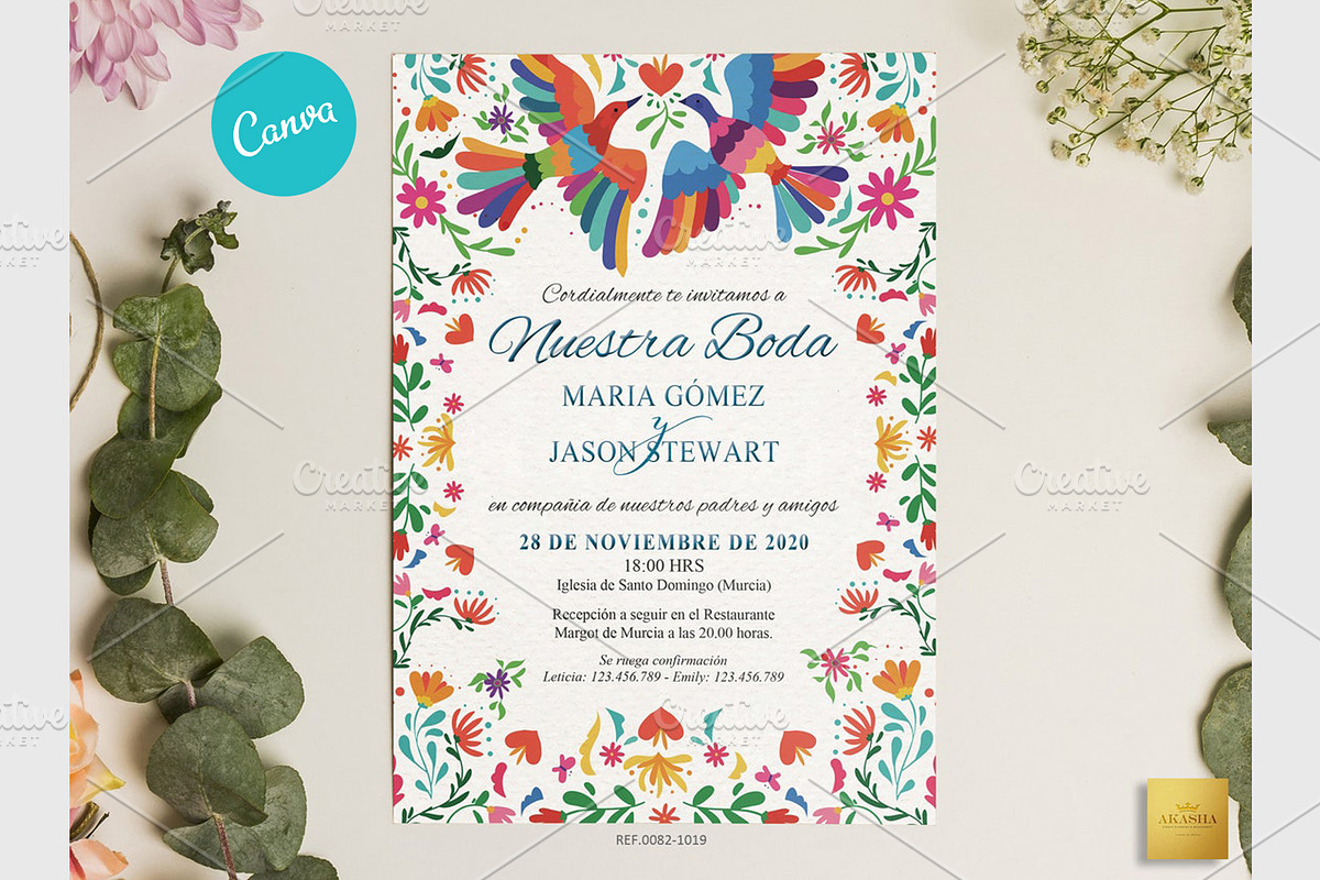 Mexican Wedding Invitation | CANVA, a Stationery Template by Creative Market (Photo 1 of 5)