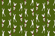 Green people modern golf girls, a Pattern Graphic by Cotton Melon pattern Shop (Thumbnail 2 of 6)