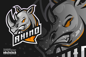 Rhino Mascot Esport Logo, a Branding & Logo Template by prps.std