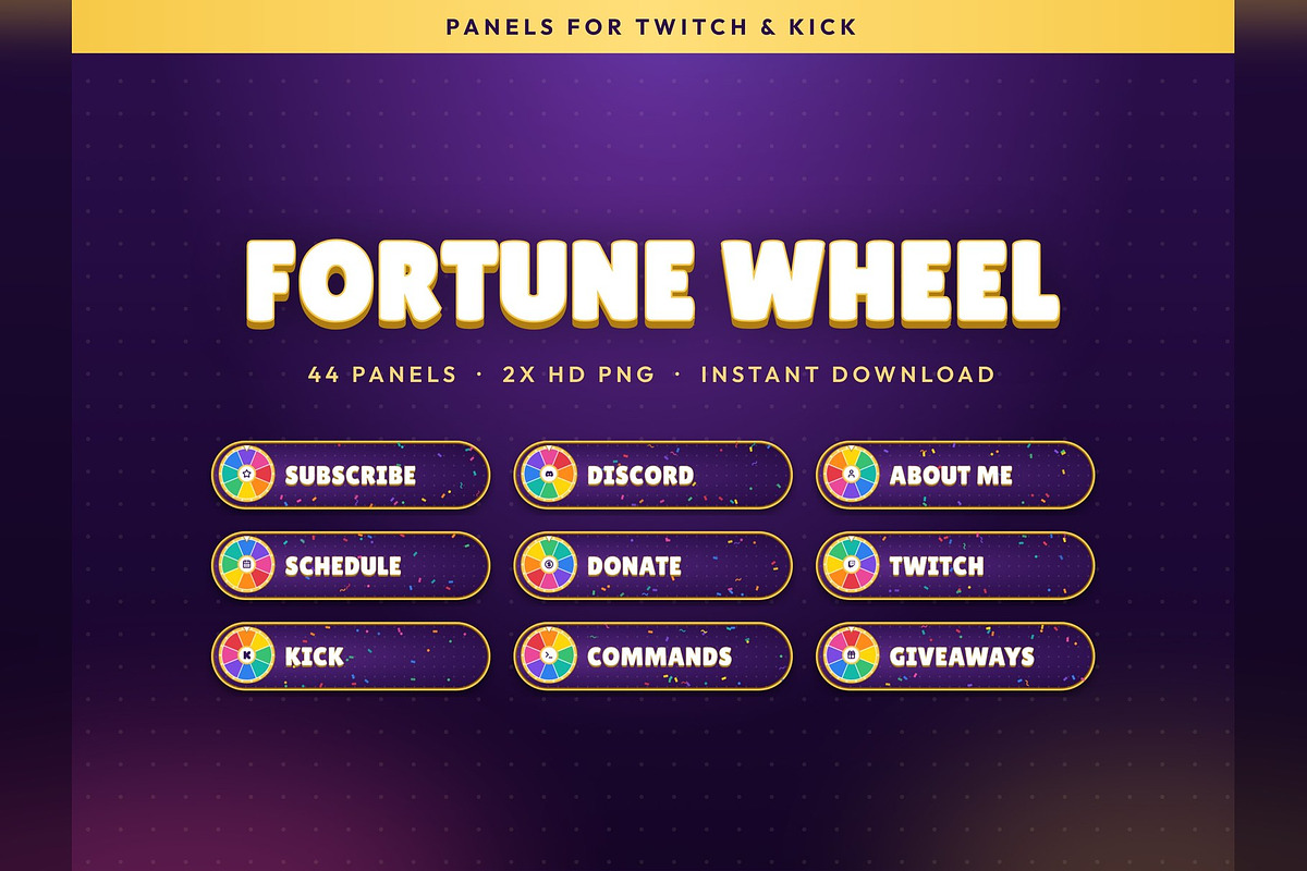 Fortune Wheel Twitch & Kick Panels, an Object Graphic by Gear Store (Photo 1 of 7)