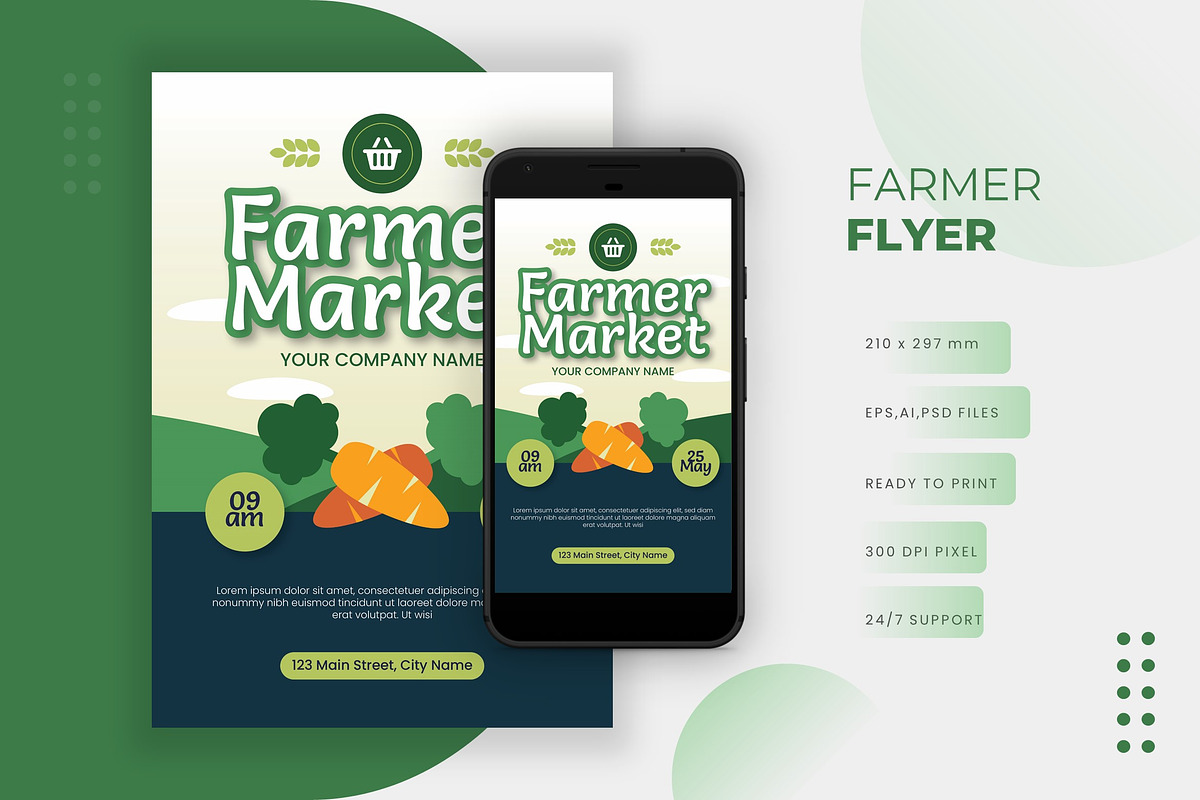 Farmer Market - Flyer Template, a Flyer Template by VUNIRA (Photo 1 of 2)