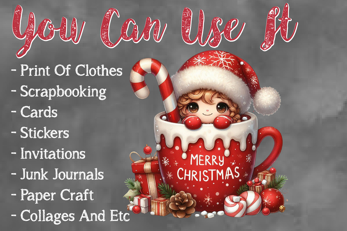 Christmas Cute Girl With Cup Clipart, a Seasonal Illustration by Craft Nest (Photo 5 of 5)