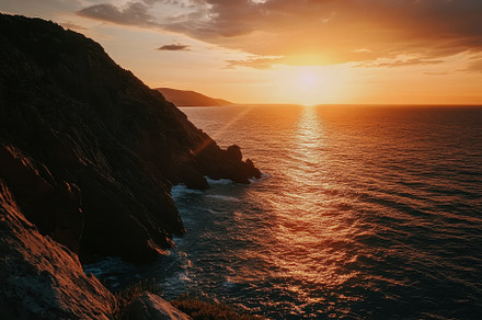 Breathtaking sunset over the ocean i, a Photo by Iftikhar Alam