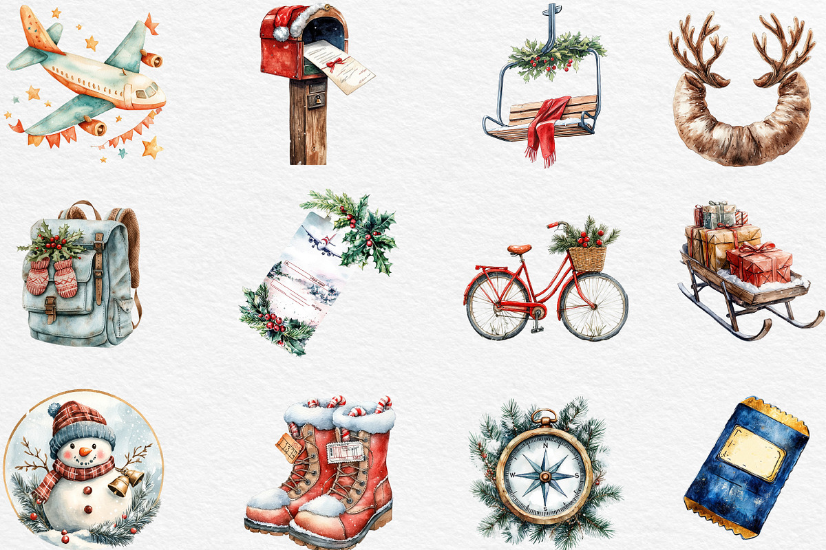 Christmas Travel Clipart, an Illustration by Black Bird Studio (Photo 4 of 6)
