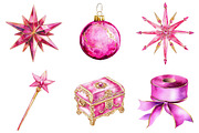 Chic Neon Pink Christmas Clipart, a Seasonal Illustration by CitraGraphics (Thumbnail 5 of 7)