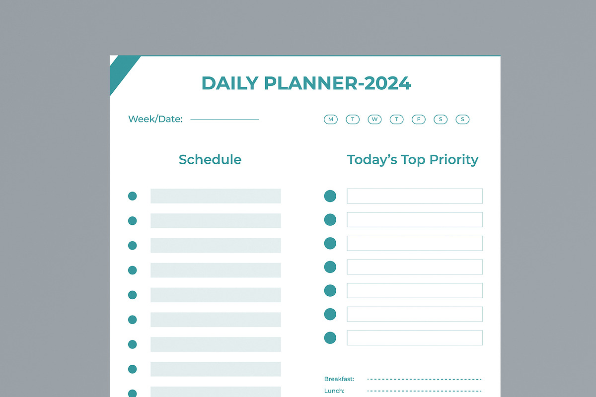 Daily Planner Template, a Stationery Template by MightyDesign (Photo 4 of 8)