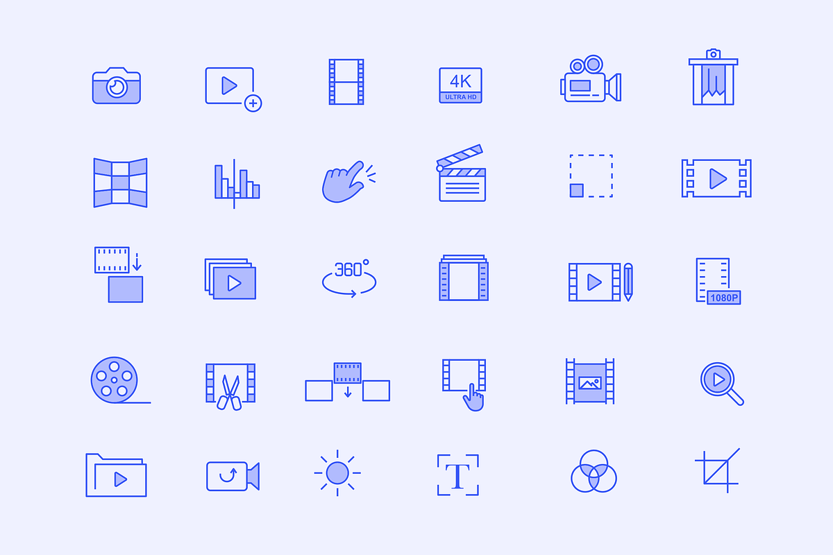30 Video Editing Icons, an Outline Icon by Creative VIP (Photo 2 of 5)
