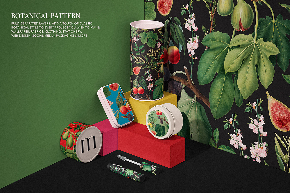 Botanical Floral and Fruits Pattern, a Pattern Graphic by likorbut (Photo 3 of 9)