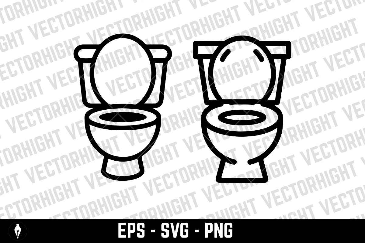 Toilet or water closet, an Object Illustration by Vectorhight (Photo 2 of 3)