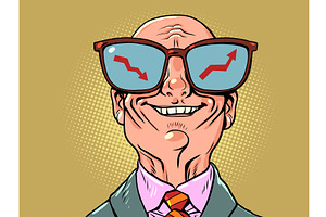 A happy bald businessman. A