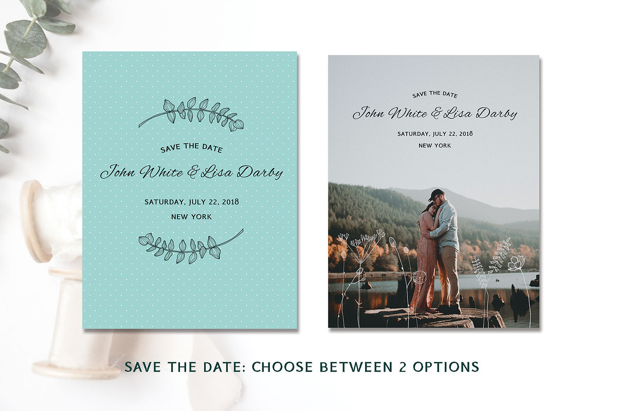 Wedding Invitation Suite Foliage, an Invitation Template by Designifty (Photo 2 of 5)