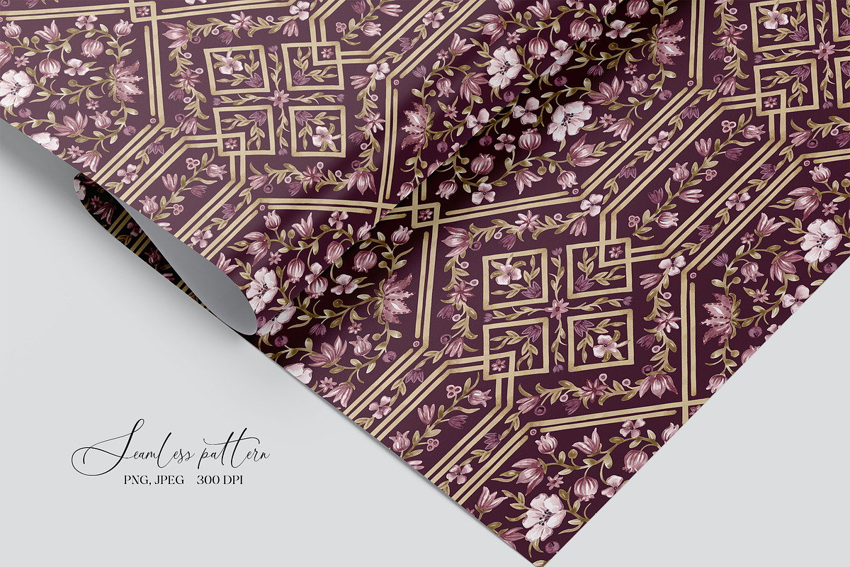Vintage Floral Trellis Pattern, a Pattern Graphic by SirenaArt (Photo 11 of 17)