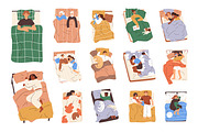 People sleeping in cozy beds set, a Person Illustration by Good Studio (Thumbnail 1 of 8)