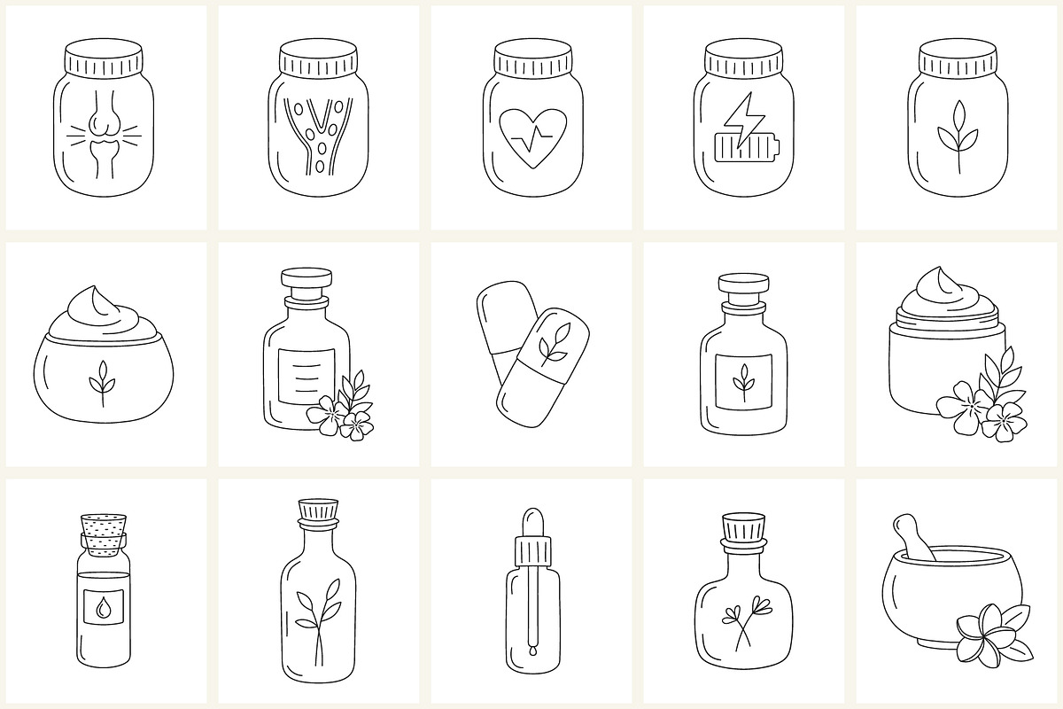 Holistic Medicine Line Icon Set, an Outline Icon by NatalieArtShop (Photo 6 of 15)