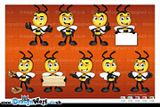 Little Bee Character - In 9 Poses, an Animal Illustration by DesignWolf (Thumbnail 2 of 2)