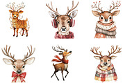 Funny Cute Christmas Reindeer Clipar, an Illustration by CraftArtStudio (Thumbnail 2 of 6)