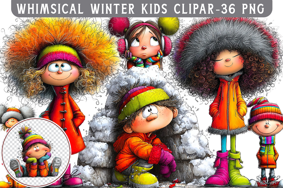 Whimsical Winter Kids Clipart Bundle, an Illustration by Libby Wishes (Photo 1 of 7)