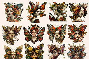 MOTH GIRLS CLIPART PACK SURREAL