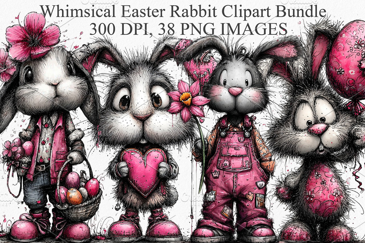 Whimsical Easter Rabbit Clipart, an Illustration by Canvas Craft (Photo 1 of 6)