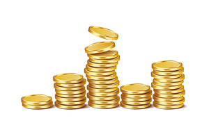 Five columns of Gold coins