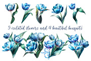 Blue Tulips Beautiful Set, a Decorative Illustration by Shabbypie (Thumbnail 6 of 22)