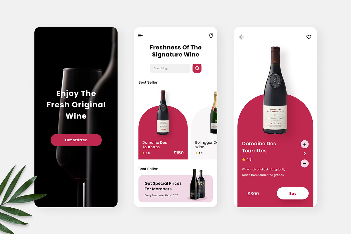 Ichish - Wine Design App, an UI Kit Template by Panen Creative (Photo 2 of 3)