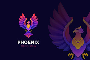 Phoenix Fly Gradient Logo Design