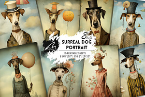 Whimsical Surreal Dog Portrait, an Animal Illustration by Digital Art Mahdiseño
