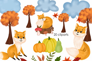 Autumn Fox CLipart