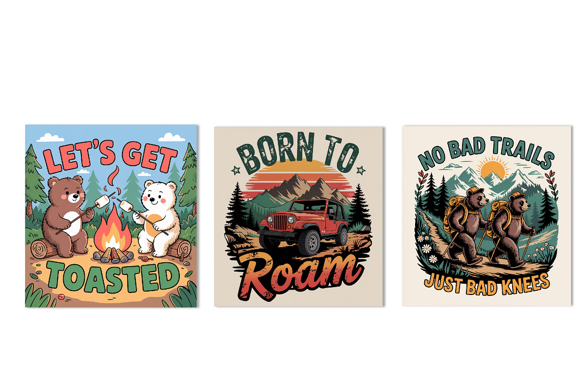 Vintage Summer Camping Sign, an Illustration by CreationArt (Photo 3 of 3)