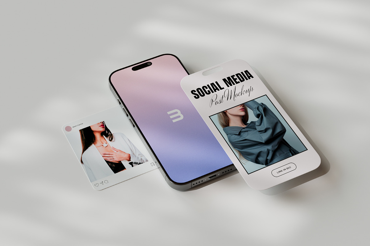 Instagram Post & Stories Mockup, an iPhone Mockup by Pixel_Vision_Store (Photo 1 of 4)