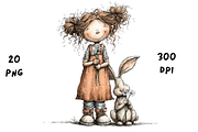 Whimsical Floral Girl and Bunny, an Animal Illustration by GiraffeCreative (Thumbnail 10 of 20)