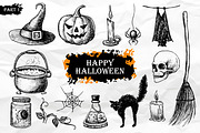 Halloween. Hand Drawn Vintage Set, a Graphic by Epine (Thumbnail 1 of 4)