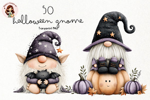 Halloween Gnome PNG Clipart Bundle, a Seasonal Illustration by Nicolle's Colorful Art