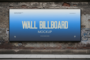 Street Billboard Mockup on Wall, an Advertising Mockup by graphypix