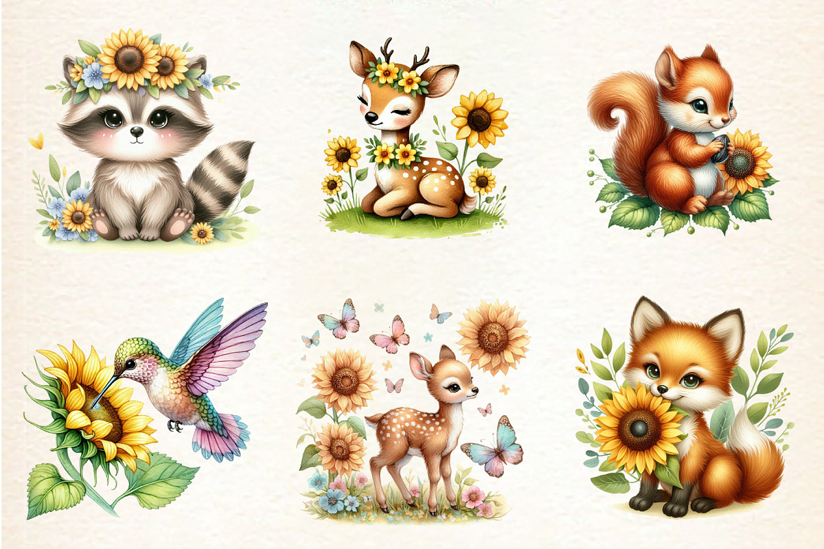 Spring Animal Sunflowers Sublimation, an Animal Illustration by DreamArtGraphic (Photo 2 of 4)