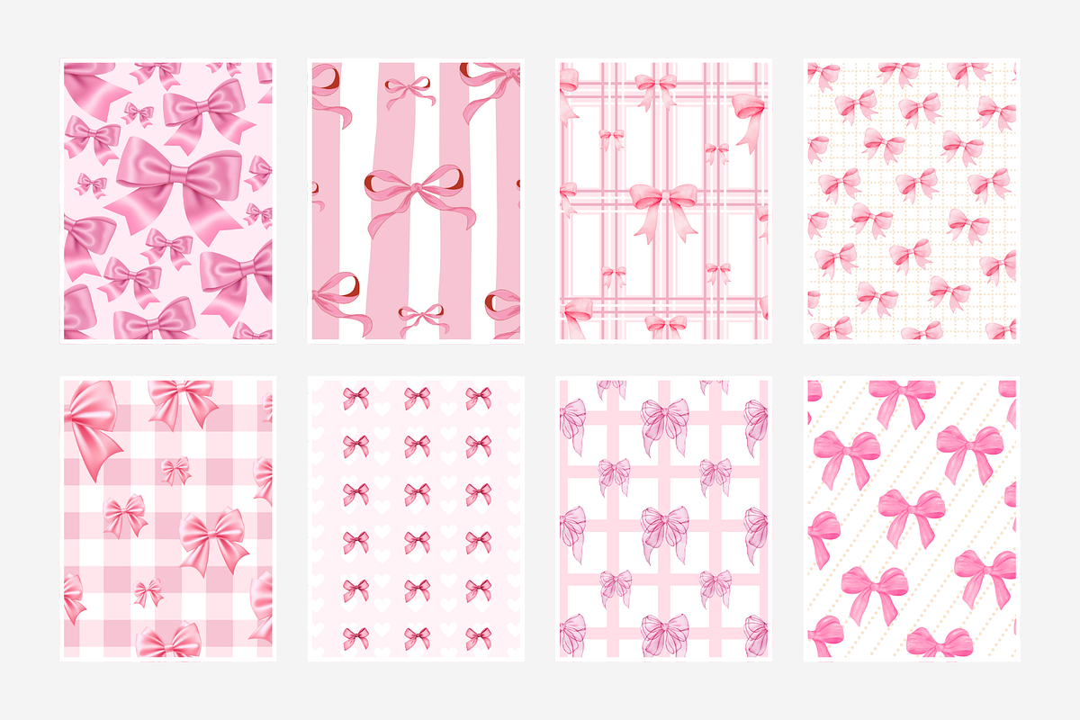 Pink Bow Coquette Digital Paper, a Background Graphic by Snapybiz