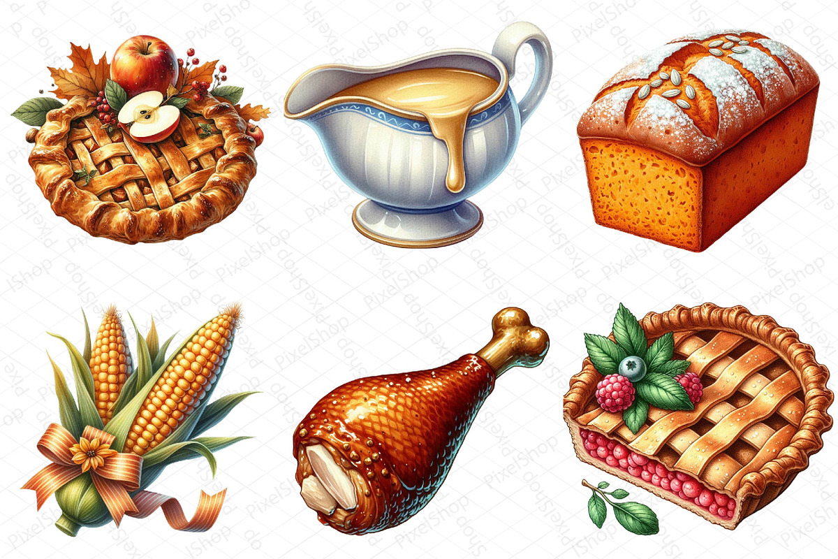 Watercolor Thanksgiving Food Clipart, an Illustration by DreamPrint404 (Photo 5 of 6)