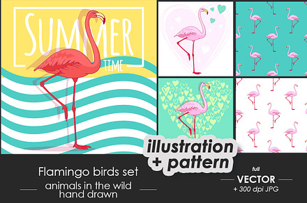 Flamingo bird set