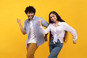 Having fun. Portarit of overjoyed indian couple dancing and fooling around, enj, a Photo by Prostock-Studio (Thumbnail 1 of 2)