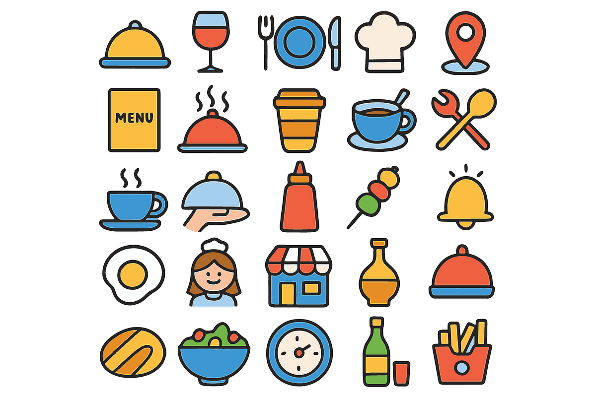 Restaurant and Food Icons, an Object Graphic by nikagraphic