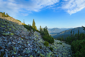 Summer Carpathian mountains evening view. Stony Gorgany massif,, a Nature Photo by YuriyB