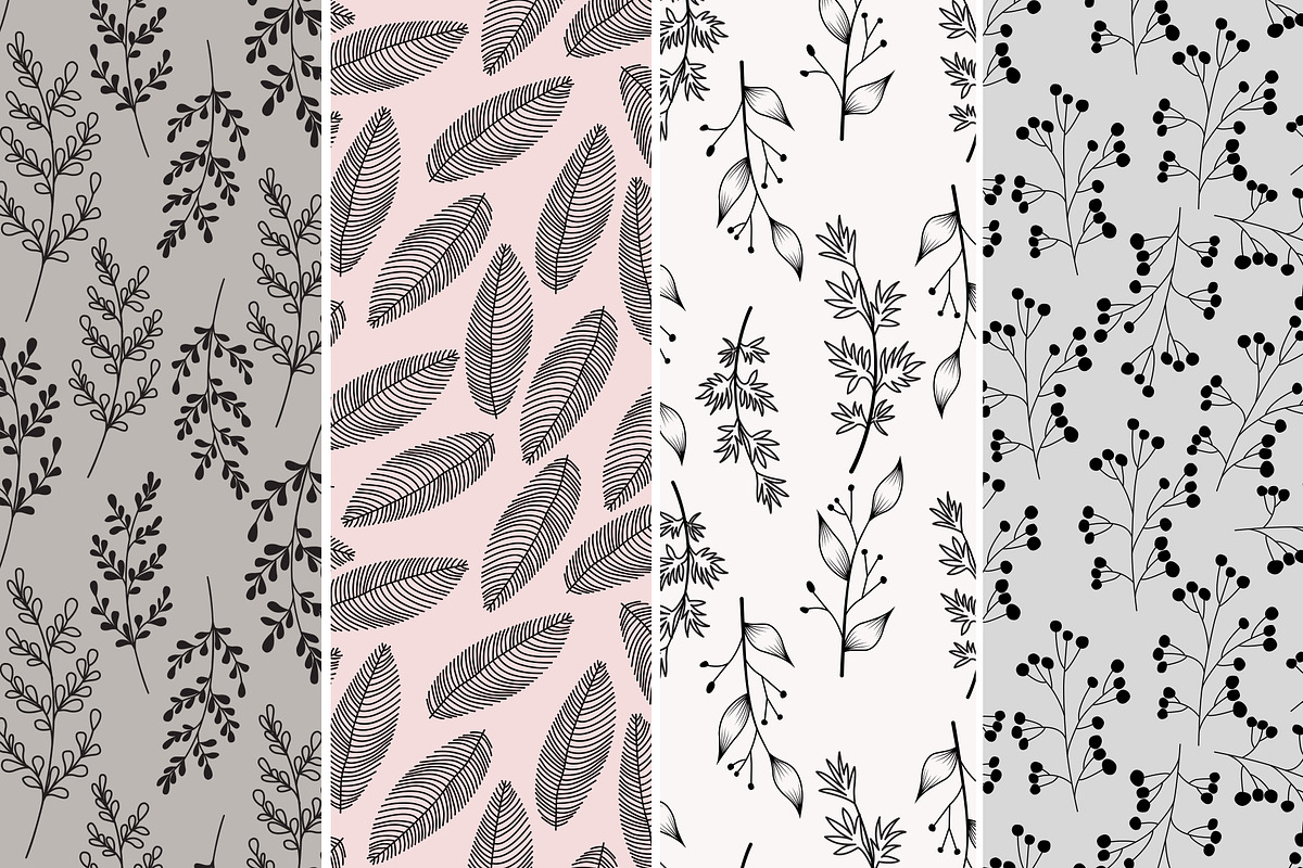 16 Seamless Leafy Vector Patterns, a Pattern Graphic by Pixavics
