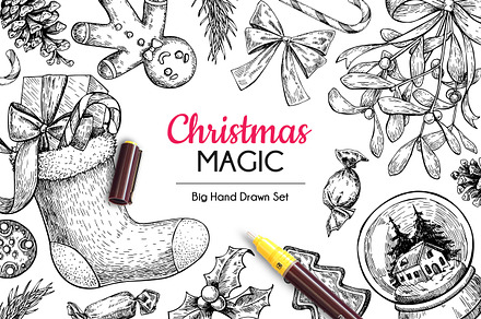 Christmas Hand Drawn Elements Set