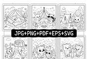 Summer Camping Bold Easy Coloring, a Seasonal Illustration by Ink Gallery (Thumbnail 2 of 7)