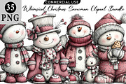 Whimsical Christmas Snowman Clipart, an Illustration by Daily.Designs (Thumbnail 1 of 5)